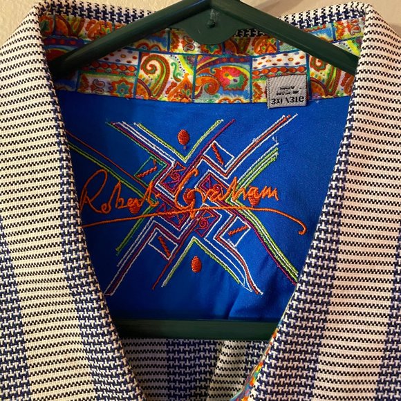 Robert Graham Dress Shirt, Men's Size 3XL/3TG - Blue Design - Picture 2 of 8